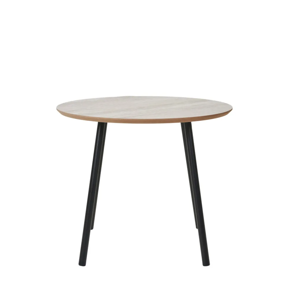 House Nordic AALST Table d'appoint ronde effet travertin et métal ø55cm