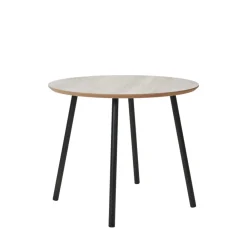 House Nordic AALST Table d'appoint ronde effet travertin et métal ø55cm