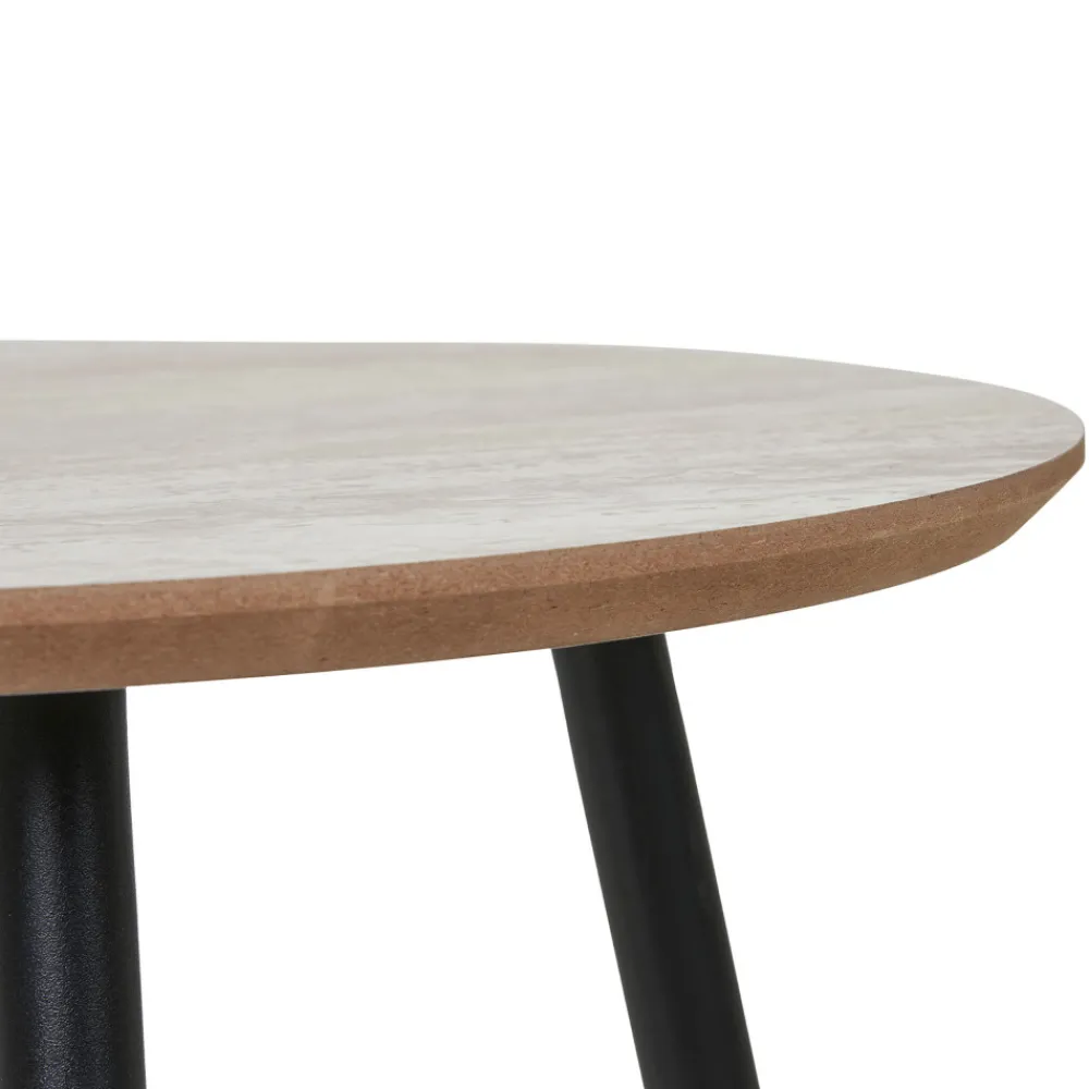 House Nordic AALST Table d'appoint ronde effet travertin et métal ø55cm