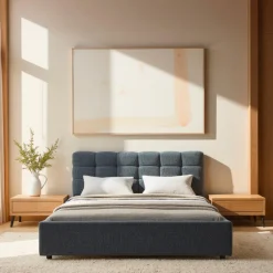 Drawer ACARA Lit coffre matelassé en tissu 160x200cm