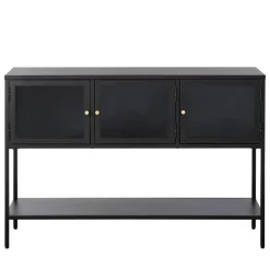No name ADARE Buffet 3 portes en verre trempé et métal L132cm
