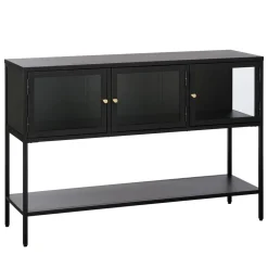 No name ADARE Buffet 3 portes en verre trempé et métal L132cm