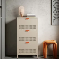 Drawer ADEL Meuble à chaussures 3 portes en métal H120cm