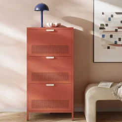 Drawer ADEL Meuble à chaussures 3 portes en métal H120cm