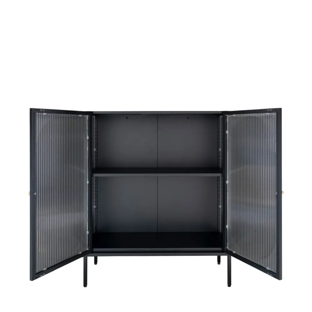 House Nordic ADELAIDE Buffet 2 portes en verre et métal L90cm
