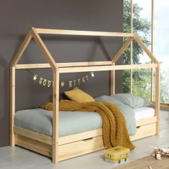 Enfant No name ALAPI Lit enfant cabane 1 tiroir en bois 90x200cm