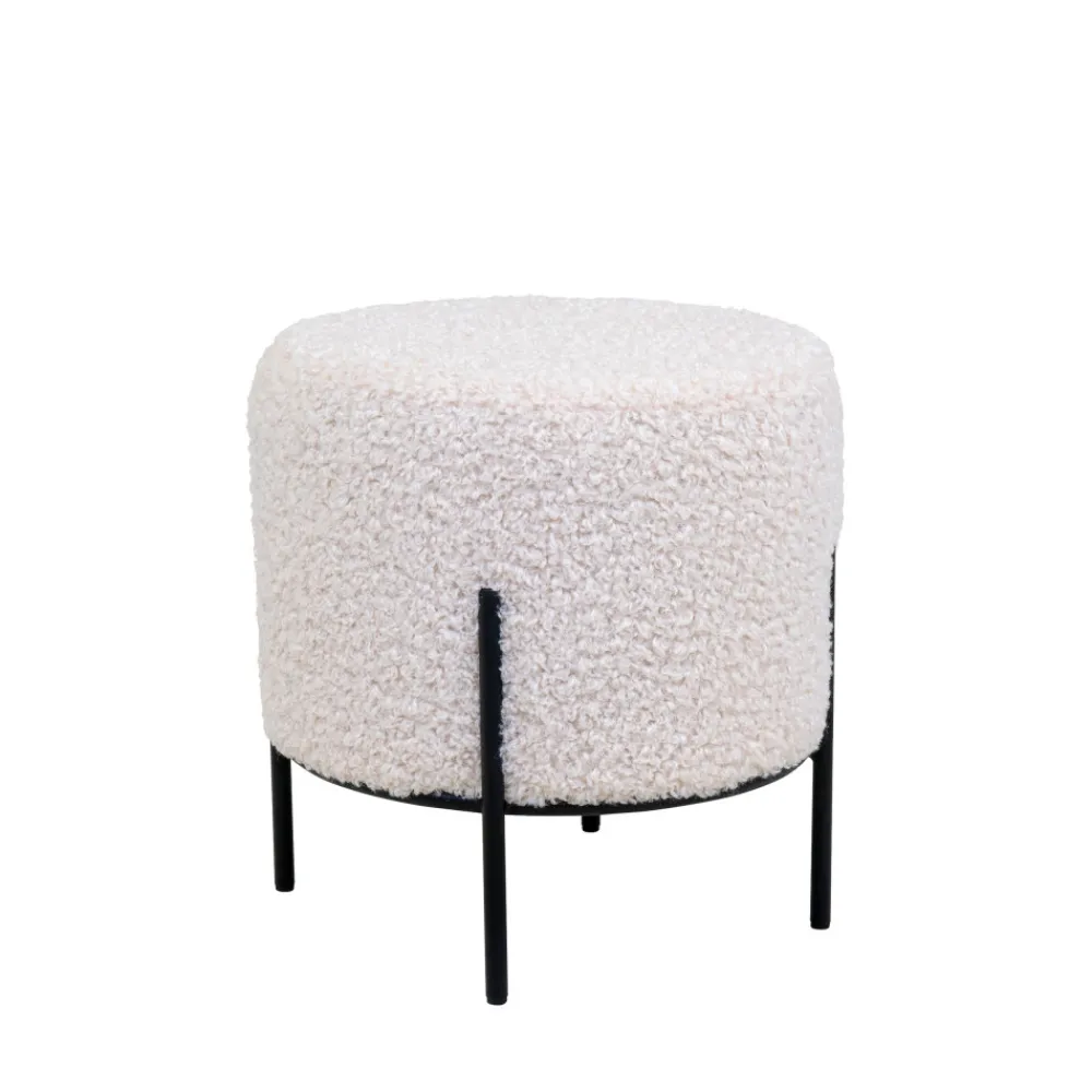 House Nordic ALFORD Pouf rond en tissu bouclette et métal ø35,5cm