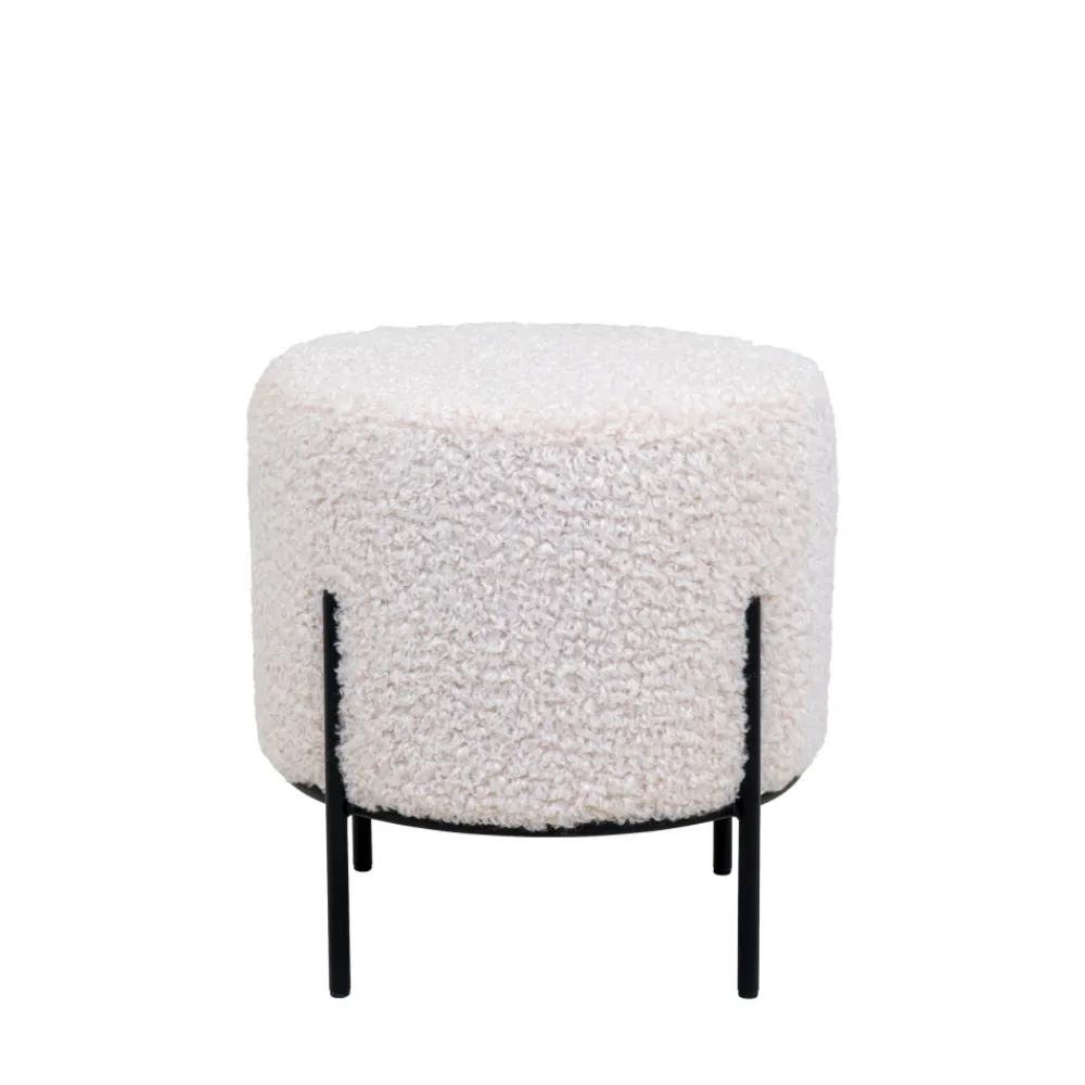 House Nordic ALFORD Pouf rond en tissu bouclette et métal ø35,5cm