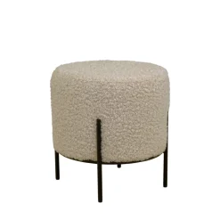 House Nordic ALFORD Pouf rond en tissu bouclette et métal ø35,5cm