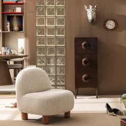 Drawer AREN Fauteuil en tissu chenille et bois