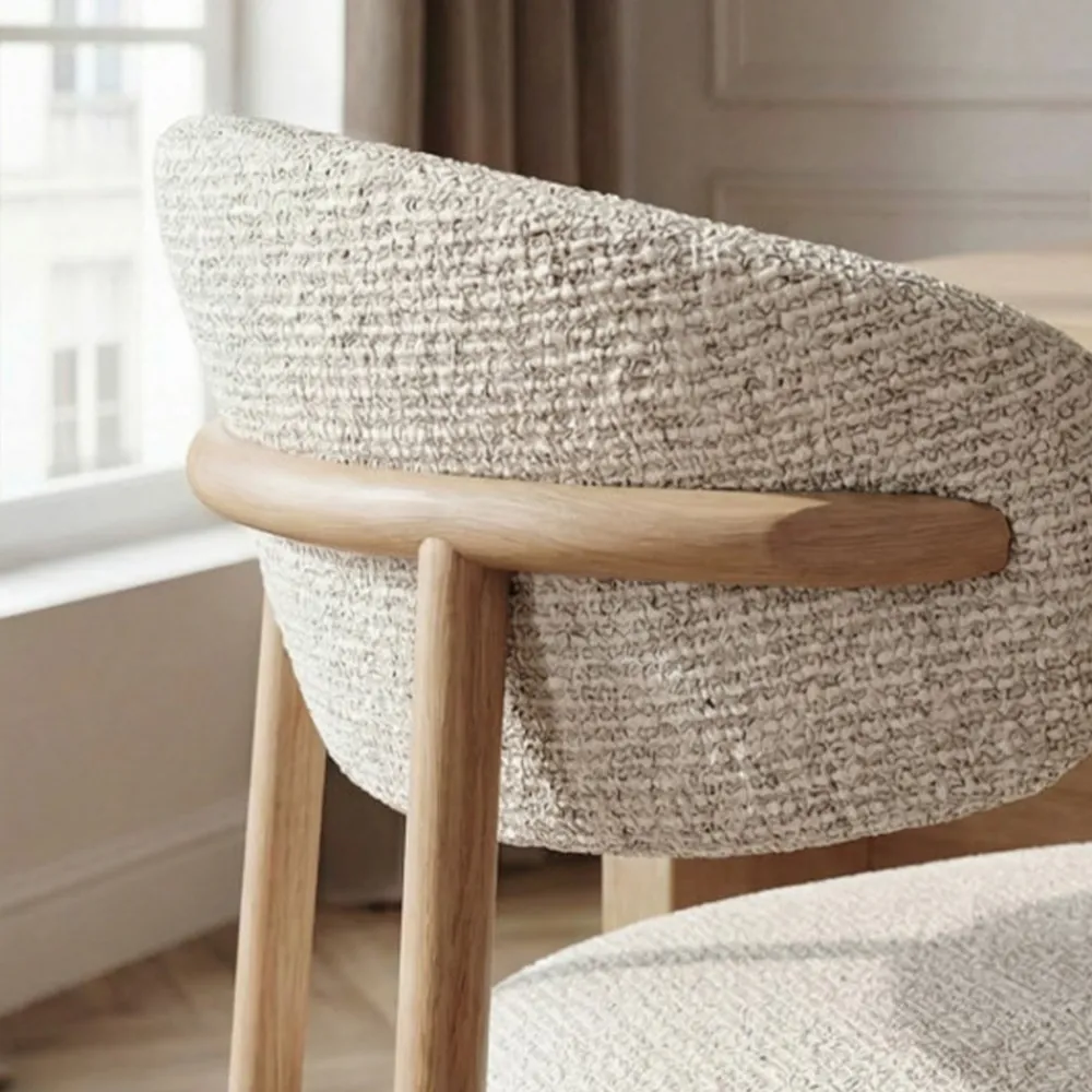 Drawer ARIA Lot de 2 chaises en tissu pieds effet bois clair