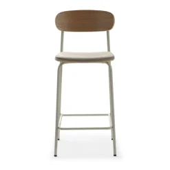 No name ARNO Lot de 2 chaises de bar en tissu et métal H66cm