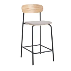 No name ARNO Lot de 2 chaises de bar en tissu et métal H66cm