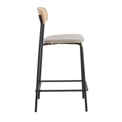No name ARNO Lot de 2 chaises de bar en tissu et métal H66cm