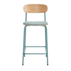 No name ARNO Lot de 2 chaises de bar en tissu et métal 66 cm