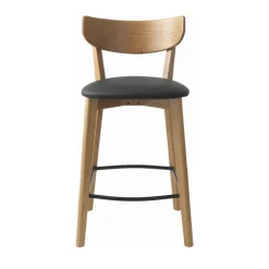 No name AUDE Lot de 2 chaises de bar en bois et simili H67cm