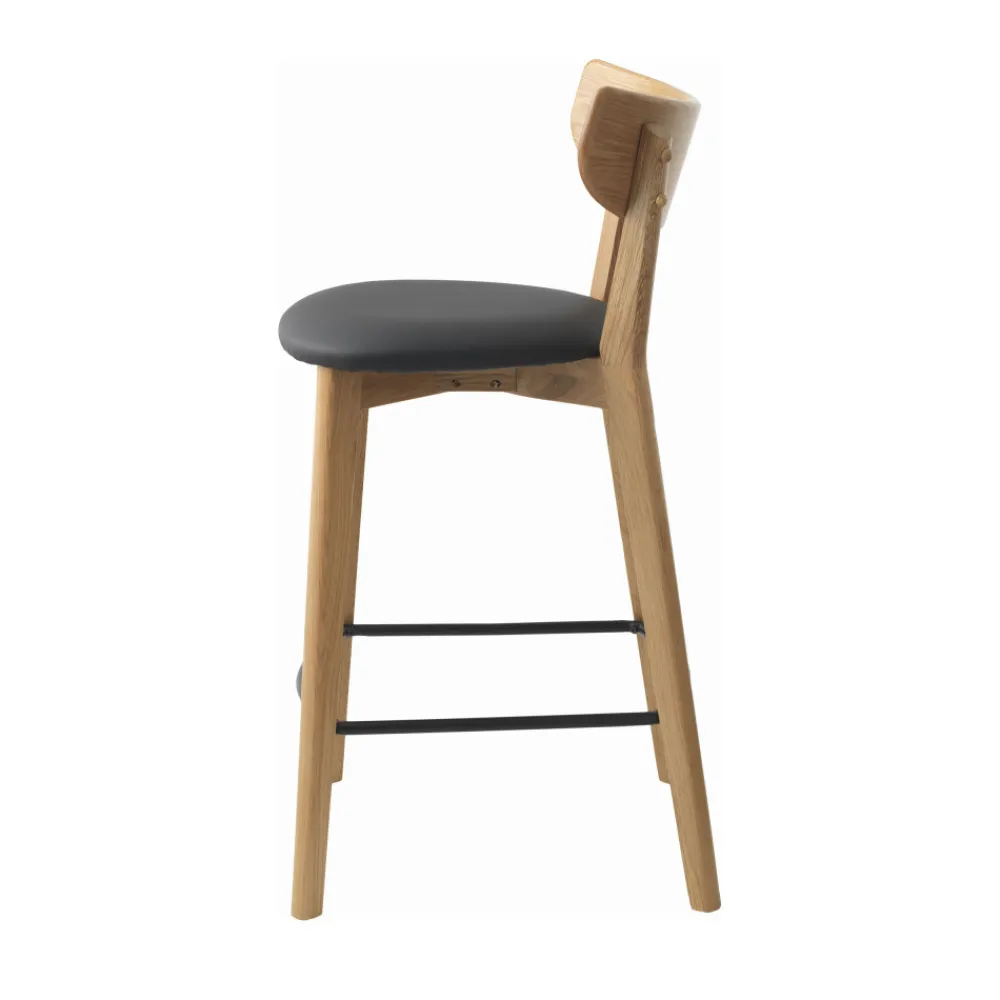 No name AUDE Lot de 2 chaises de bar en bois et simili H67cm