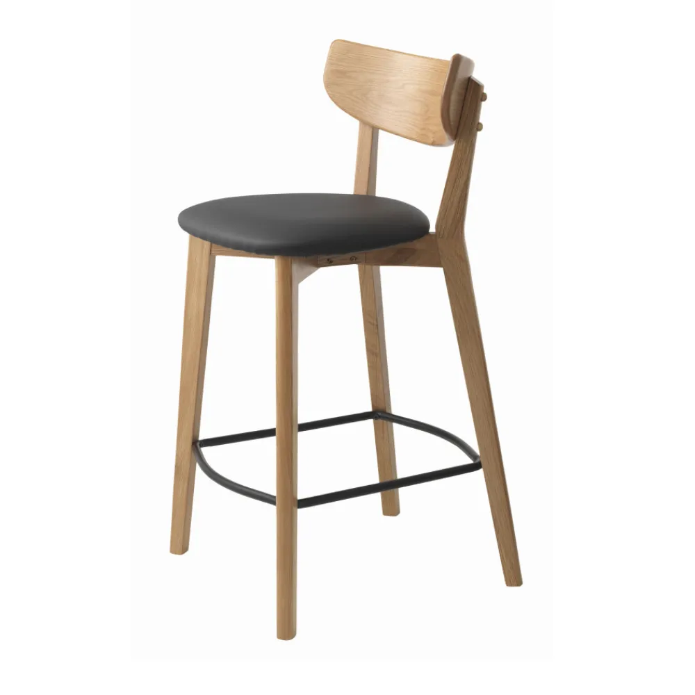 No name AUDE Lot de 2 chaises de bar en bois et simili H67cm