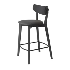 No name AUDE Lot de 2 chaises de bar en bois et simili H67cm
