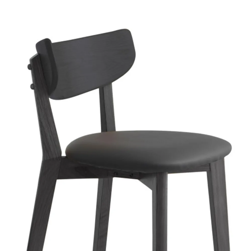 No name AUDE Lot de 2 chaises de bar en bois et simili H67cm