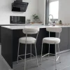 Drawer BADALONA Tabouret de bar en tissu bouclette pieds beiges H65cm