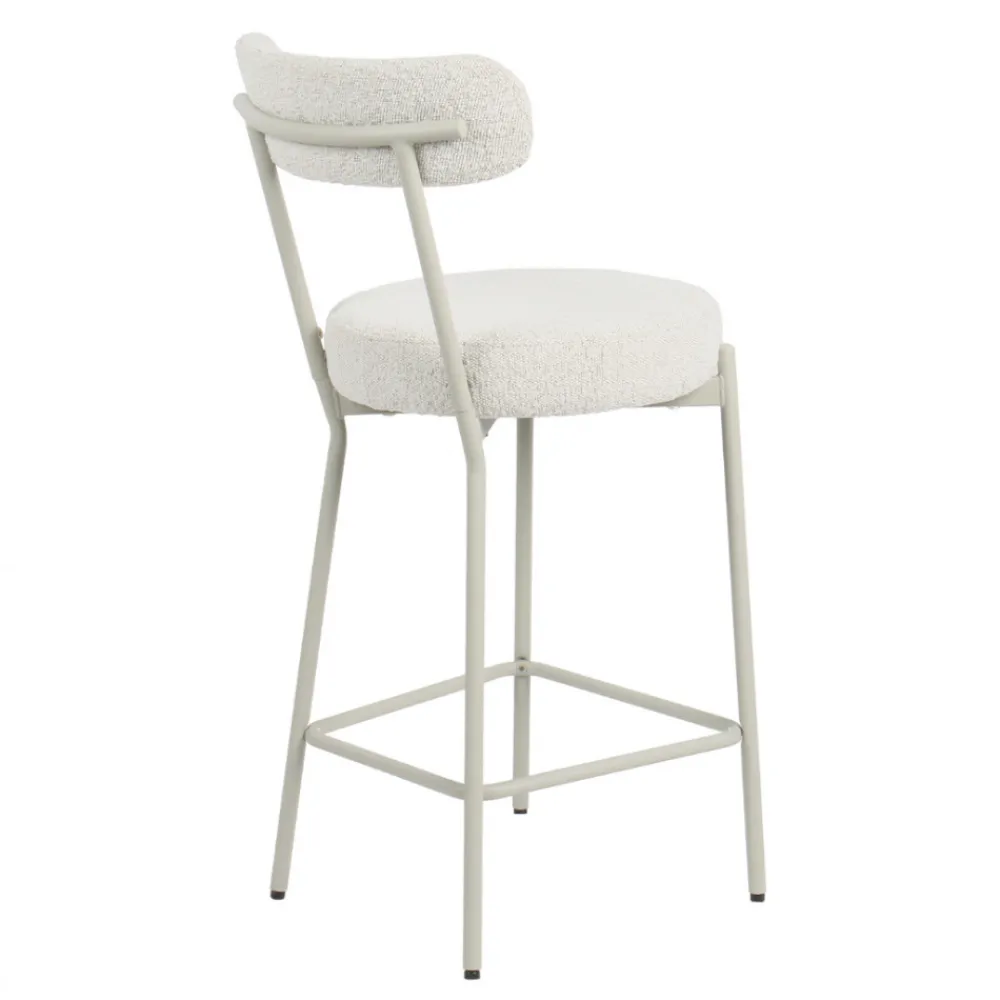 Drawer BADALONA Tabouret de bar en tissu bouclette pieds beiges H65cm