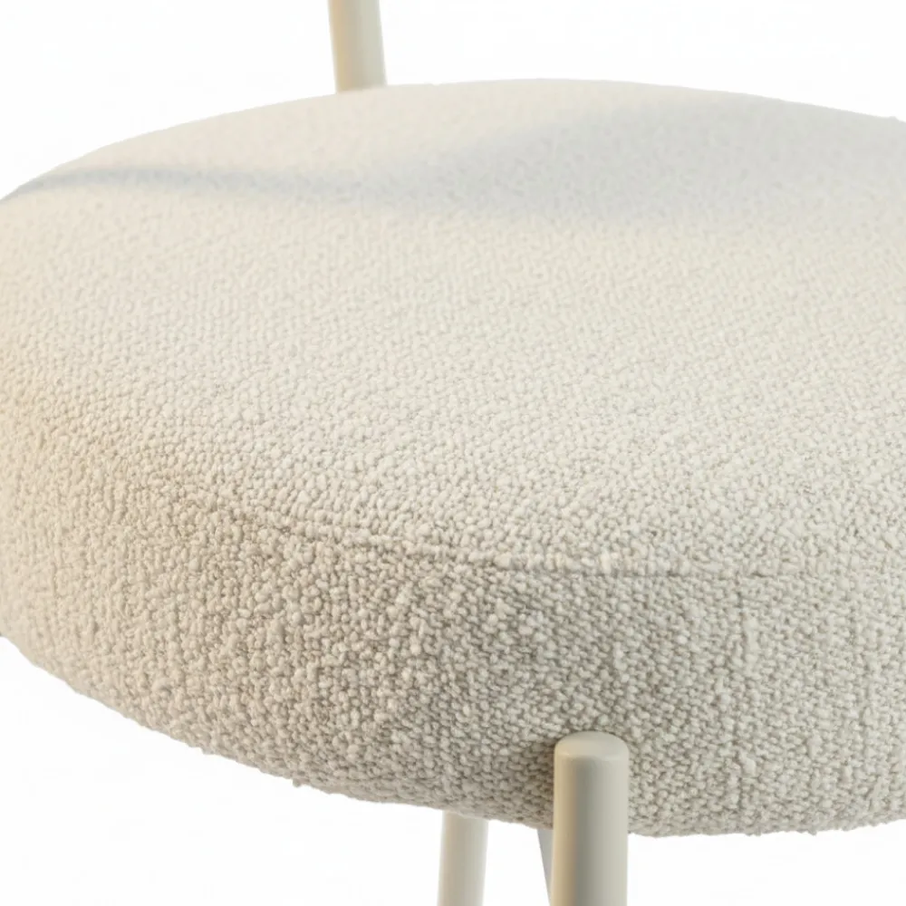 Drawer BADALONA Tabouret de bar en tissu bouclette pieds beiges H65cm