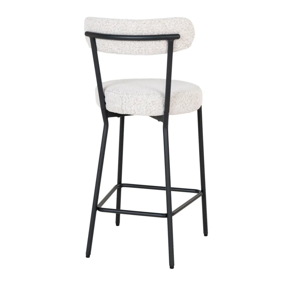 House Nordic BADALONA Tabouret de bar en tissu bouclette et métal H65cm