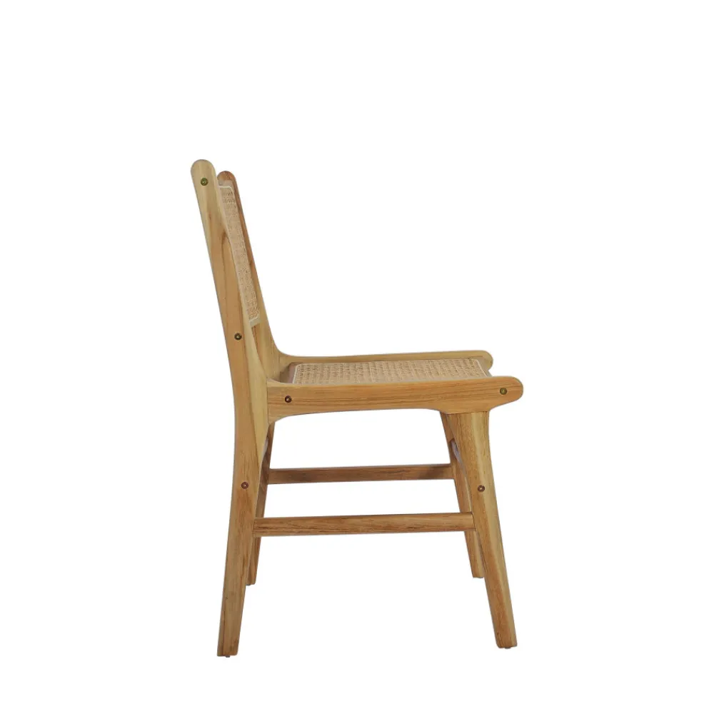 Drawer BASUKI Lot de 2 chaises en teck et cannage