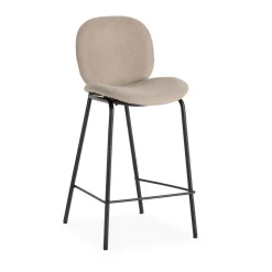 No name BEGA Lot de 2 chaises de bar en tissu et métal H65cm