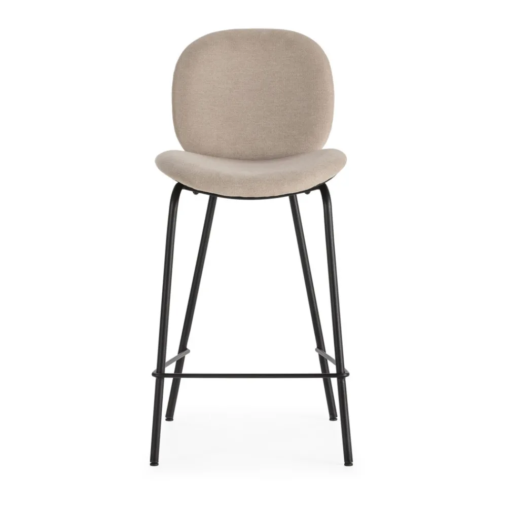 No name BEGA Lot de 2 chaises de bar en tissu et métal H65cm