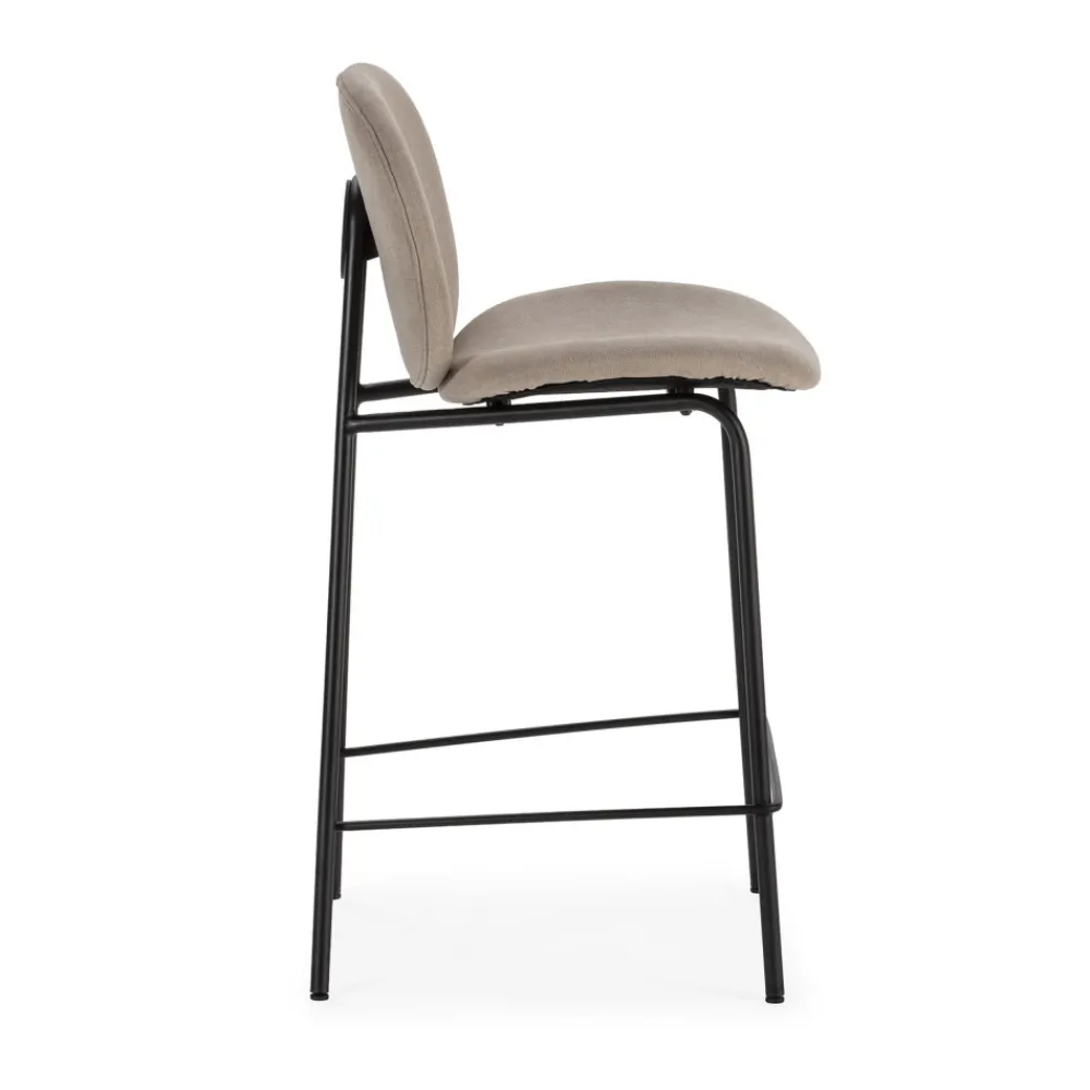 No name BEGA Lot de 2 chaises de bar en tissu et métal H65cm