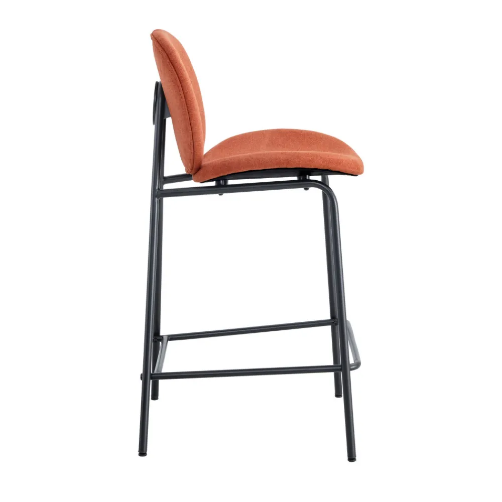 No name BEGA Lot de 2 chaises de bar en tissu et métal H65cm