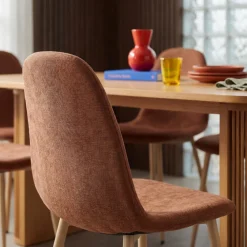 Drawer BELLA Lot de 2 chaises en tissu piètement effet bois