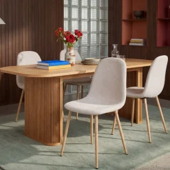 Drawer BELLA Lot de 2 chaises en tissu piètement effet bois
