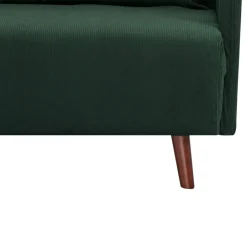 Drawer BELUSHI Canapé convertible 2 places en velours côtelé pieds bois foncé