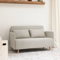 Drawer BELUSHI Canapé convertible 2 places en tissu bouclette pieds bois clair