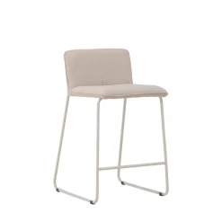 Venture Home BISBEE Lot de 2 tabourets de bar en tissu bouclette pieds beiges H65cm