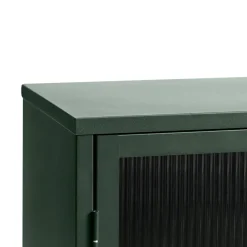 No name BJORN Buffet 3 portes en verre strié et métal L132cm