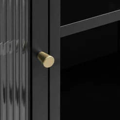 No name BJORN Vaisselier 2 portes en verre stié et métal H190cm