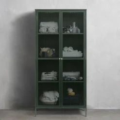 No name BJORN Vaisselier 2 portes en verre stié et métal H190cm
