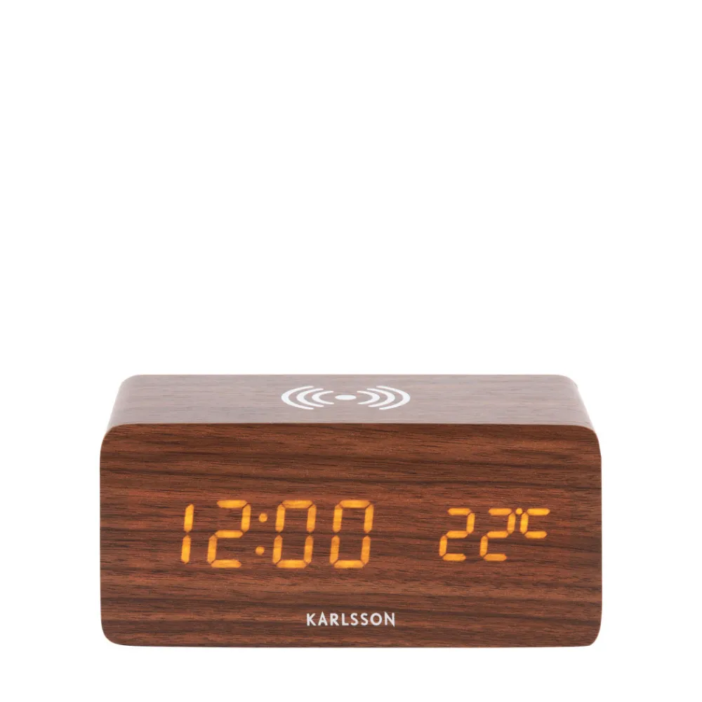 Karlsson BLOCK Réveil en bois avec chargeur téléphone