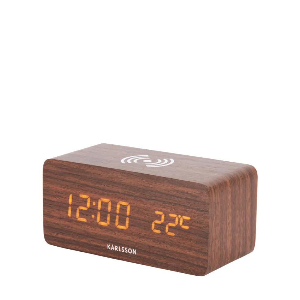 Karlsson BLOCK Réveil en bois avec chargeur téléphone