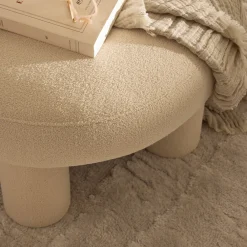 Drawer BLOOMI Tabouret rond XL en tissu bouclette ø60cm