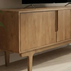 Drawer BOGOR Meuble tv 4 portes en bois massif L150cm