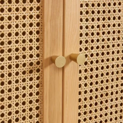 No name BOMBONG Armoire 2 portes en bois et cannage