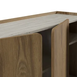 Drawer BOXY Buffet 4 portes en bois et effet travertin L180cm
