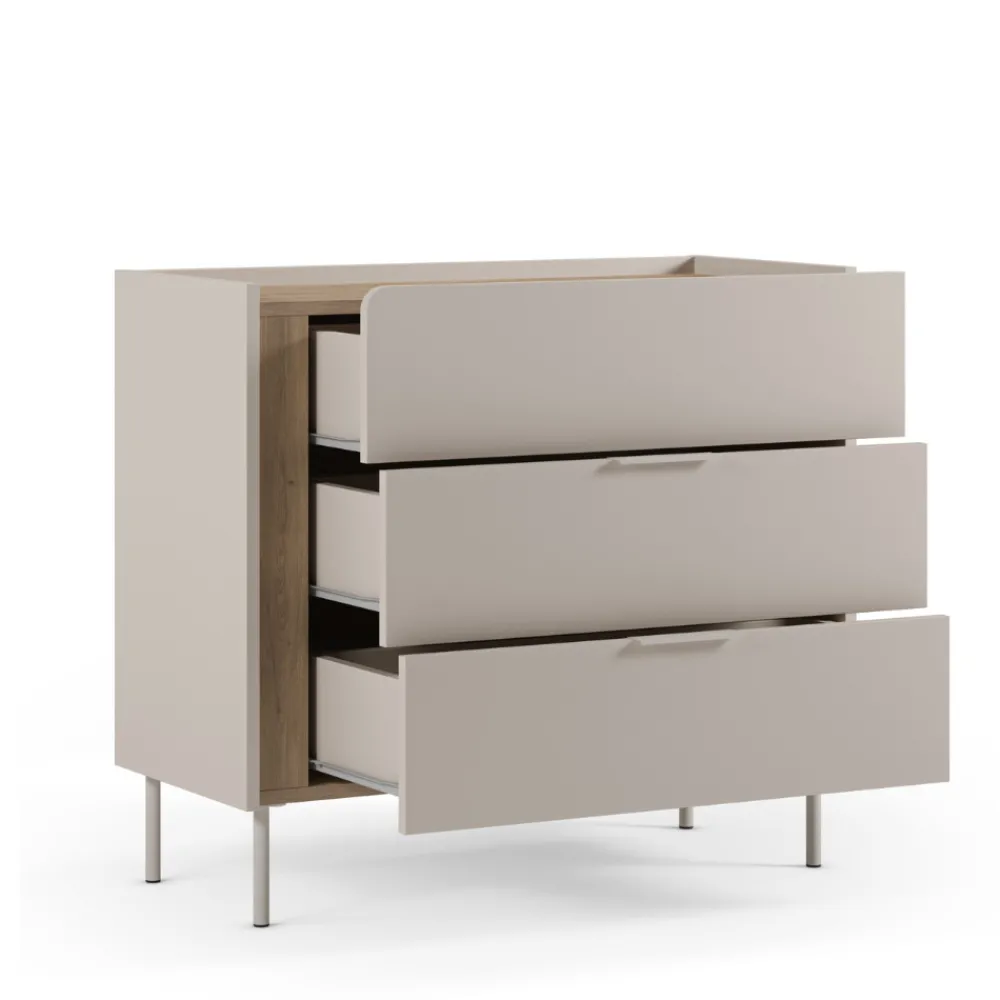 Drawer BOXY Commode 3 tiroirs en bois et métal