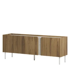 Drawer BOXY Meuble TV 3 portes en bois et effet travertin L140cm