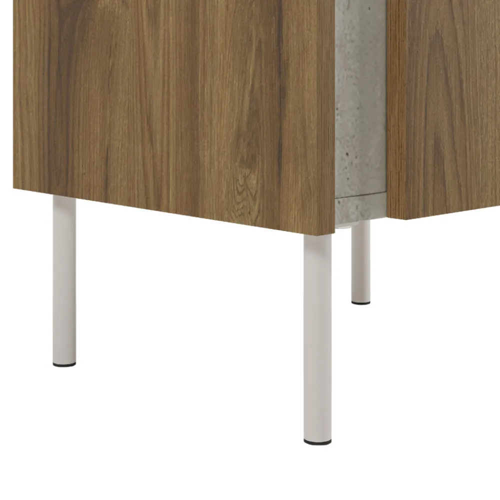 Drawer BOXY Table de chevet 1 porte en bois et effet travertin